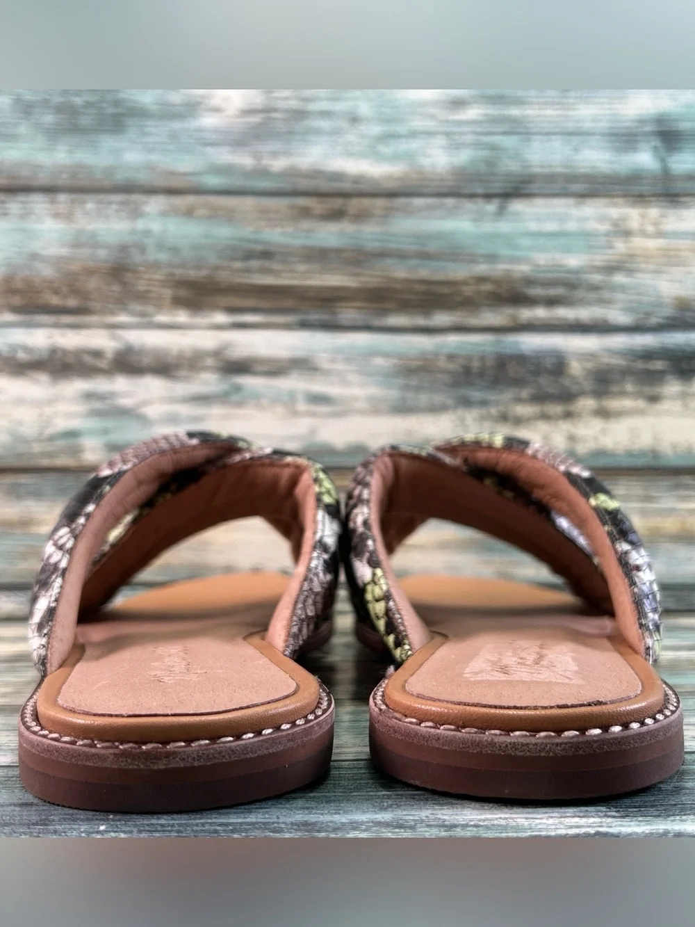 MADEWELL Skyler Slide Sandal Womens 8 Snake Print Leather Flat Casual Slip Ons
